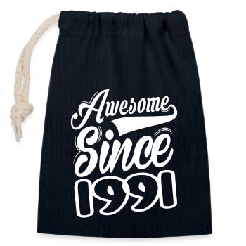 Awesome Since 1991 - Verschließbarer Geschenkbeutel aus Baumwolle (14x20cm) - Navy - Vorne