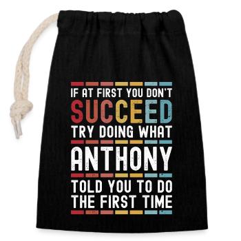 Anthony Name Personalisierter lustiger Geburtstag - Verschließbarer Geschenkbeutel aus Baumwolle (14x20cm) - Schwarz - Vorne