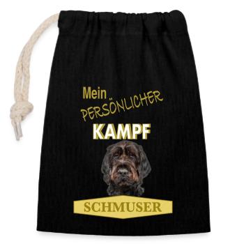 Persönlicher Kampfschmuser - Deutsch Drahthaar - Verschließbarer Geschenkbeutel aus Baumwolle (14x20cm) - Schwarz - Vorne