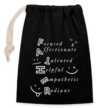 Father design - Closable cotton gift bag (14x20cm) - black - Front