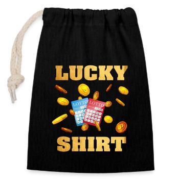 Lucky Bingo Lotterie - Verschließbarer Geschenkbeutel aus Baumwolle (14x20cm) - Schwarz - Vorne