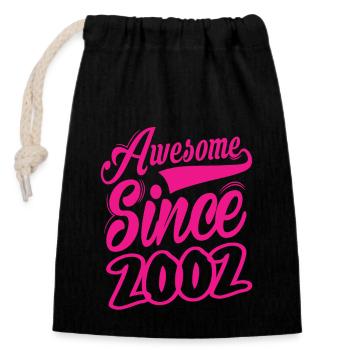 Awesome Since 2002 - Closable cotton gift bag (14x20cm) - black - Front