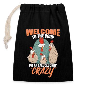 Welcome To The Coop - Closable cotton gift bag (14x20cm) - black - Front