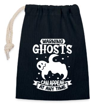 Recherche paranormale Halloween Ghost Hunter - Sac cadeau en coton avec cordon (14 x 20 cm) - bleu marine - Devant