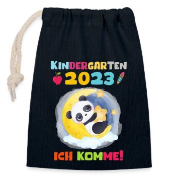 Kindergarten 2023 Ich Komme Mädchen Kita Geschenk - Verschließbarer Geschenkbeutel aus Baumwolle (14x20cm) - Navy - Vorne
