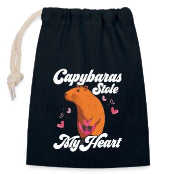 Capybaras Stole My Heart Capybara Rodent Mammal - Verschließbarer Geschenkbeutel aus Baumwolle (14x20cm) - Navy - Vorne