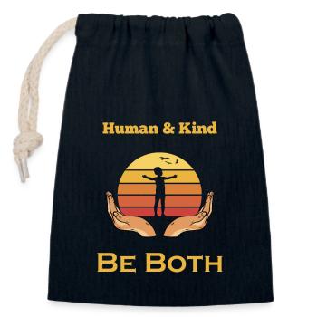 Human and Kind - Be Both - Verschließbarer Geschenkbeutel aus Baumwolle (14x20cm) - Navy - Vorne