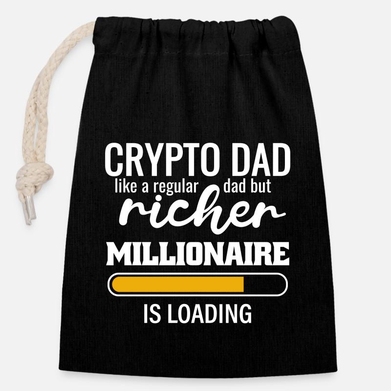 A Crypto Dad like a normal Dad but richer - Verschließbarer Geschenkbeutel aus Baumwolle (14x20cm) - Schwarz