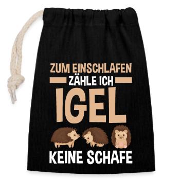 Tiermotiv Igel - Verschließbarer Geschenkbeutel aus Baumwolle (14x20cm) - Schwarz - Vorne