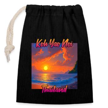 Coucher de soleil à Koh Yao Noi en Thaïlande - Sac cadeau en coton avec cordon (14 x 20 cm) - noir - Devant