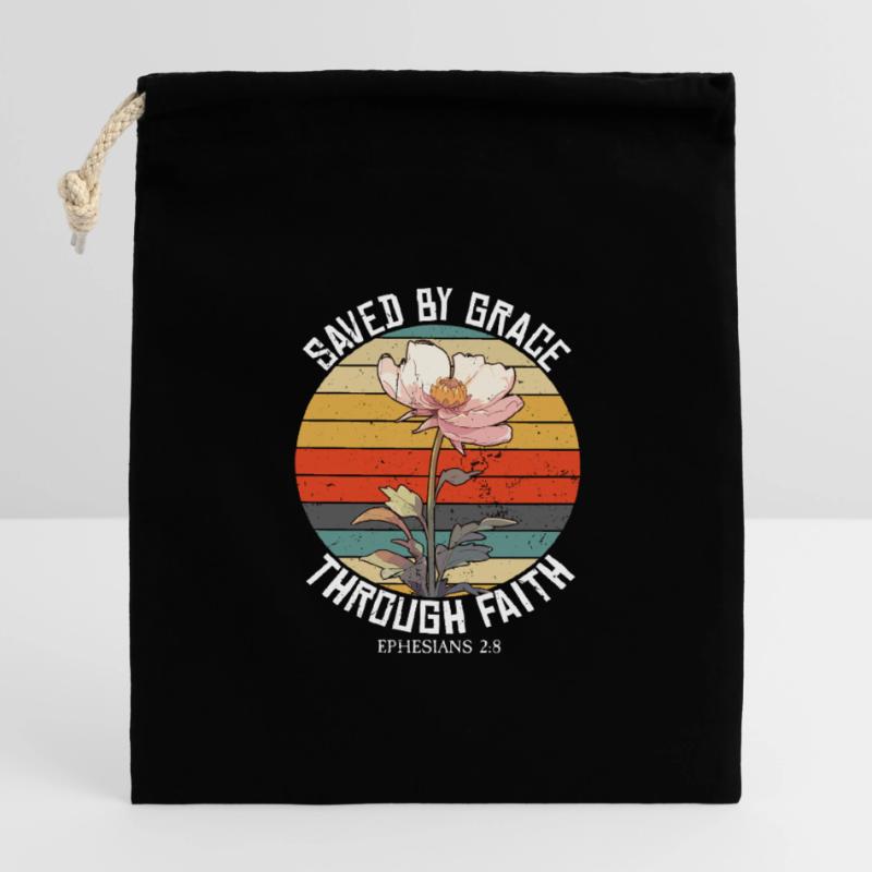 Saved By Grace Ephesians Scripture Bible Verses Closable cotton gift bag (14x20cm)