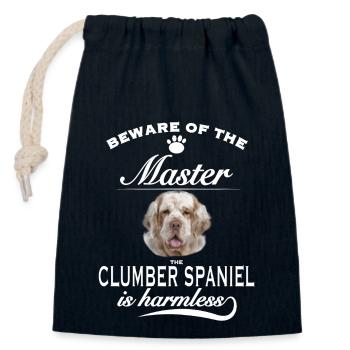 Beware of the master, harmless Clumber Spaniel - Closable cotton gift bag (14x20cm) - navy - Front