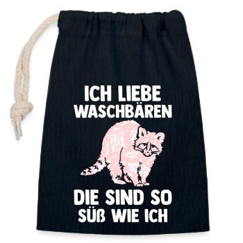 Tiermotiv Waschbär - Verschließbarer Geschenkbeutel aus Baumwolle (14x20cm) - Navy - Vorne