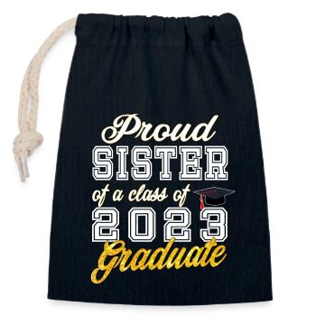 Sister of Graduate - Stolze Schwester einer Klasse von 20 - Verschließbarer Geschenkbeutel aus Baumwolle (14x20cm) - Navy - Vorne