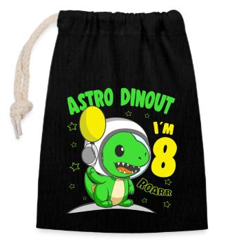 8 Years old Birthday Boy Astro Dinout - 8th B-Day - Verschließbarer Geschenkbeutel aus Baumwolle (14x20cm) - Schwarz - Vorne