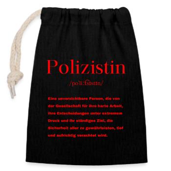 Polizistin Definition - Verschließbarer Geschenkbeutel aus Baumwolle (14x20cm) - Schwarz - Vorne