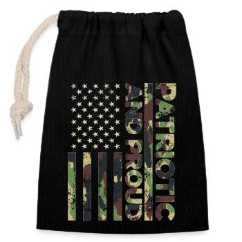 American Flag Independence Day Patriotic & Proud - Closable cotton gift bag (14x20cm) - black - Front