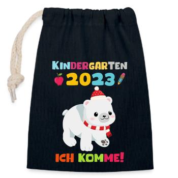 Kindergarten 2023 Ich Komme Jungen Kita Geschenk - Verschließbarer Geschenkbeutel aus Baumwolle (14x20cm) - Navy - Vorne