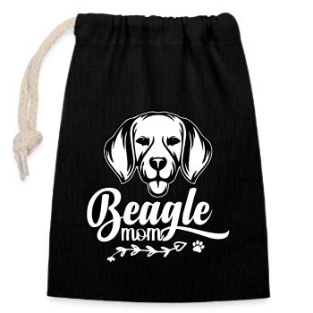 Beagle Mom - Verschließbarer Geschenkbeutel aus Baumwolle (14x20cm) - Schwarz - Vorne