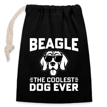 Beagle the coolest dog ever - Verschließbarer Geschenkbeutel aus Baumwolle (14x20cm) - Schwarz - Vorne