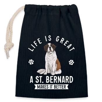 St. Bernard St. Bernard Dog Dog - Closable cotton gift bag (14x20cm) - navy - Front