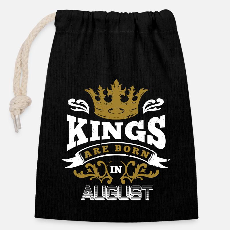 king was born in August - Verschließbarer Geschenkbeutel aus Baumwolle (14x20cm) - Schwarz