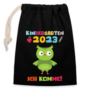 Kindergarten 2023 Ich Komme Jungen Kita Geschenk - Verschließbarer Geschenkbeutel aus Baumwolle (14x20cm) - Schwarz - Vorne