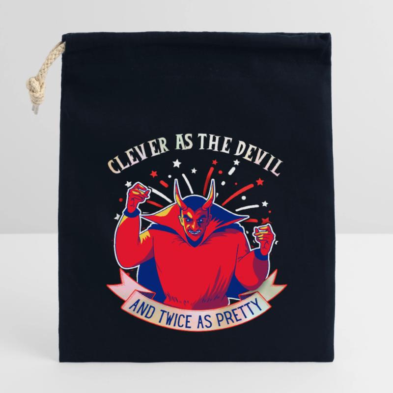 Devil-Devil funny saying, comic style Closable cotton gift bag (14x20cm)