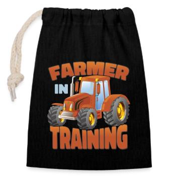 Landwirt in Ausbildung - Verschließbarer Geschenkbeutel aus Baumwolle (14x20cm) - Schwarz - Vorne