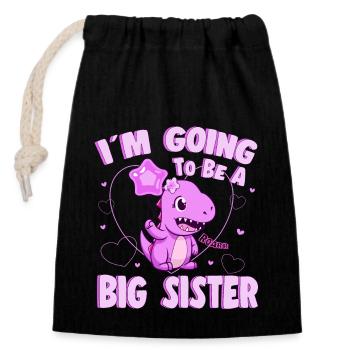 I'm Going To Be A Big Sister Dinosaur Graphic Idea - Closable cotton gift bag (14x20cm) - black - Front