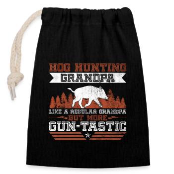 Hog Gunting Granddad Design Für Wildschweinjagd - Verschließbarer Geschenkbeutel aus Baumwolle (14x20cm) - Schwarz - Vorne