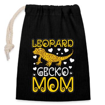 Léopard Gecko Lézard Amoureux - Sac cadeau en coton avec cordon (14 x 20 cm) - noir - Devant