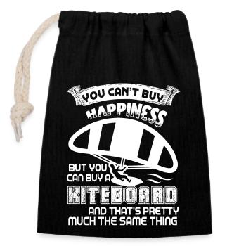Kiteboarding Kiteboarding Happiness - Closable cotton gift bag (14x20cm) - black - Front