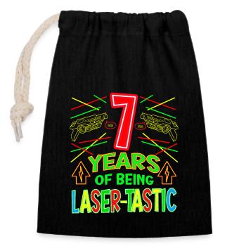7 Years Old Of Being Laser-tastic Years Old Laser - Closable cotton gift bag (14x20cm) - black - Front