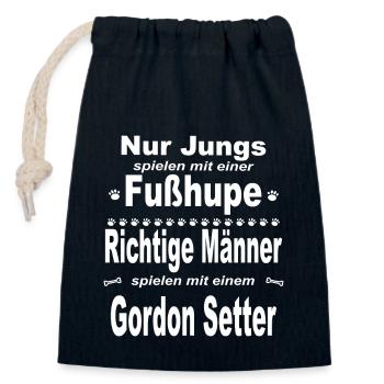 Jungs, Männer, Fußhupe - Gordon Setter - Verschließbarer Geschenkbeutel aus Baumwolle (14x20cm) - Navy - Vorne