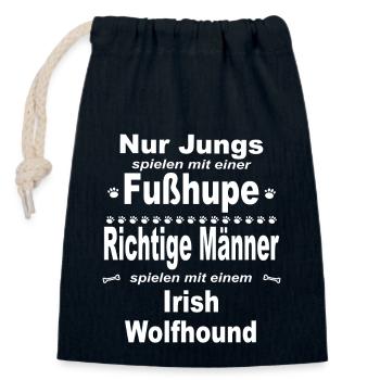 Jungs, Männer, Fußhupe - Irish Wolfhound - Verschließbarer Geschenkbeutel aus Baumwolle (14x20cm) - Navy - Vorne