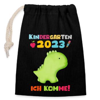 Kindergarten 2023 Ich Komme Jungen Kita Geschenk - Verschließbarer Geschenkbeutel aus Baumwolle (14x20cm) - Schwarz - Vorne