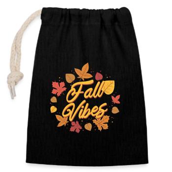 Hello Autumn Vibes Season Falling Autumn Leaves - Closable cotton gift bag (14x20cm) - black - Front