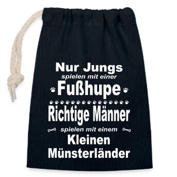 Jungs, Männer, Fußhupe - Kleiner Münsterländer - Verschließbarer Geschenkbeutel aus Baumwolle (14x20cm) - Navy - Vorne
