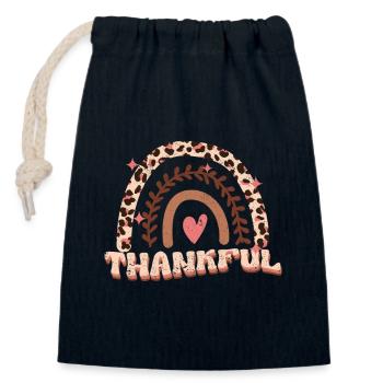 Gratitude Thanksgiving Teacher Fall Season - Closable cotton gift bag (14x20cm) - navy - Front