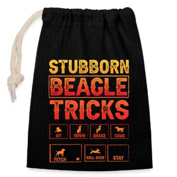 Stubborn Beagle Tricks - Closable cotton gift bag (14x20cm) - black - Front