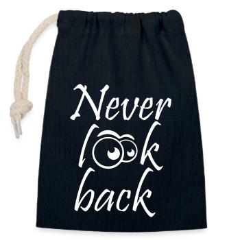 Ne jamais regarder en arrière - Sac cadeau en coton avec cordon (14 x 20 cm) - bleu marine - Devant