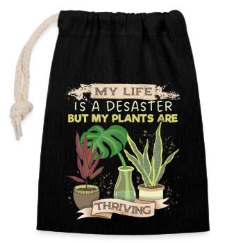 Plant-Daddy Plant-Mommy, lustiger Pflanzen Spruch - Verschließbarer Geschenkbeutel aus Baumwolle (14x20cm) - Schwarz - Vorne