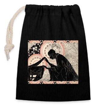 Mystery, vintage illustration, art nouveau boho - Closable cotton gift bag (14x20cm) - black - Front