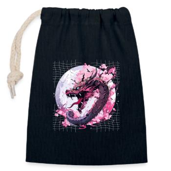 Japanischer Drache Retro Asiatischer Orientalischer Drache Cool - Verschließbarer Geschenkbeutel aus Baumwolle (14x20cm) - Navy - Vorne