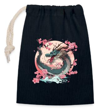 Retro Japanischer Drache Manga Cooler Chinesischer Drache - Verschließbarer Geschenkbeutel aus Baumwolle (14x20cm) - Navy - Vorne