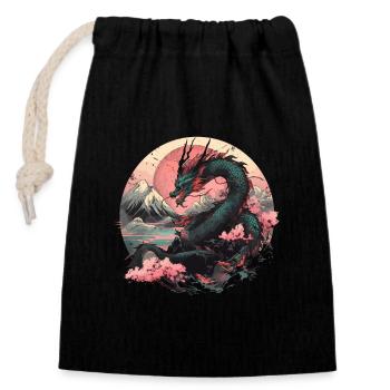Fantasy Chinesischer Drache Cool Anime Arts Drachenspaß - Verschließbarer Geschenkbeutel aus Baumwolle (14x20cm) - Schwarz - Vorne