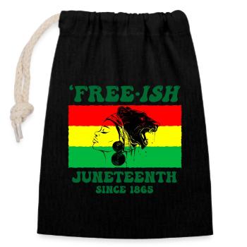 Juneteenth Juin 1865 Histoire des Noirs Africains - Sac cadeau en coton avec cordon (14 x 20 cm) - noir - Devant