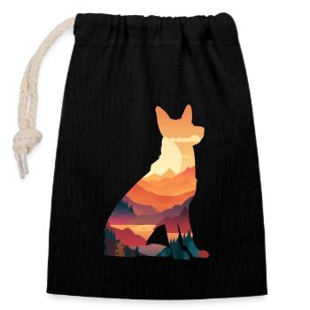 German Shepherd Dog Malinois - Closable cotton gift bag (14x20cm) - black - Front