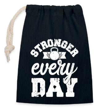 Stronger Every Day Weight Lifting Workout - Closable cotton gift bag (14x20cm) - navy - Front